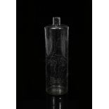 A etched glass cylindrical vase by Paolo Martinuzzi, shouldered form, etched with faces, etched