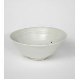 Richard Batterham (1936-2021) a large porcelain bowl with chattering band to well, covered in a pale