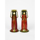 A pair of Minton Secessionist vases designed by John Wadsworth and Leon Solon, tapering