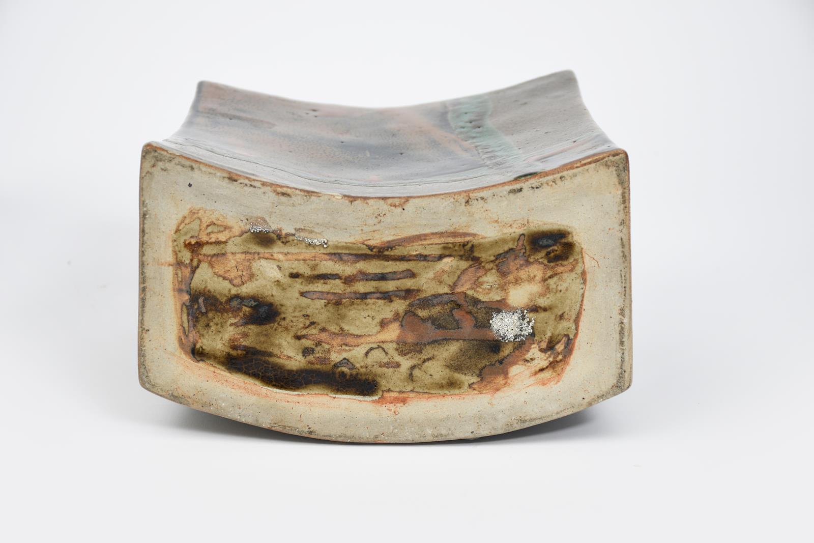 Shoji Hamada, (1894-1978) attributed a stoneware bottle vase, rectangular with curved sides, painted - Image 3 of 3