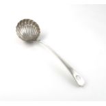 A George III silver Old English pattern soup ladle, by Eley and Fearn, London 1805, shell bowl,