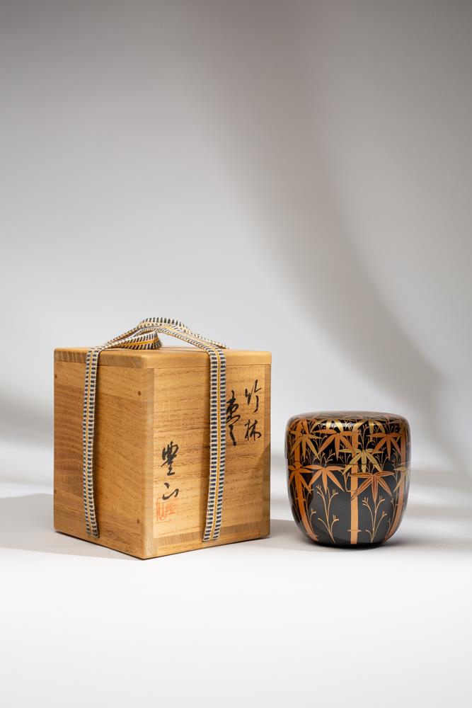 A Japanese gold and black lacquer box and cover Meiji or later, 20th Century The delicate natsume