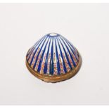 A rare South Staffordshire enamel snuff box c.1780, formed as a scallop shell, the moulded surface
