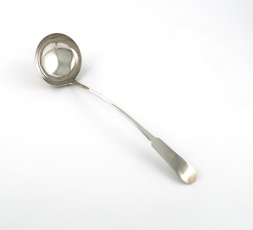 A George III Scottish silver Oar pattern soup ladle, by Alexander Henderson, Edinburgh 1807, plain