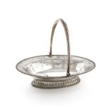 A George III silver swing-handled basket, by William Plummer, London 1782, oval form, pierced and