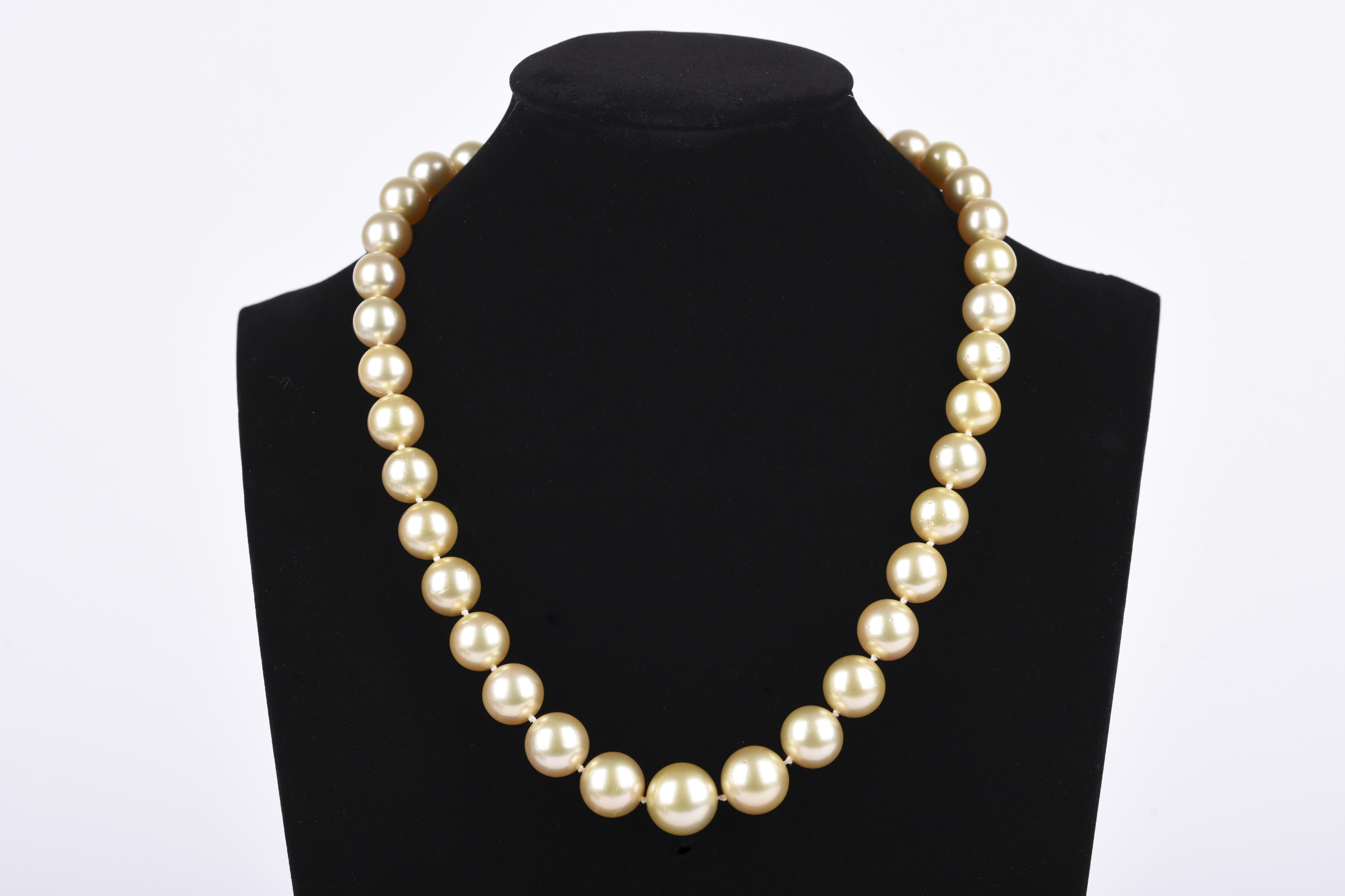 A South Sea cultured pearl necklace, designed as a single strand of graduated cultured pearls of