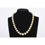 A South Sea cultured pearl necklace, designed as a single strand of graduated cultured pearls of