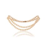 A cultured pearl necklace, the single strand of cultured pearls measuring approximately 7.5mm, to