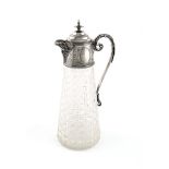 A late Victorian electroplated claret jug, by Deykin & Sons, Birmingham tapering circular hob-nail