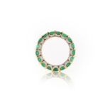 An emerald eternity ring, the full eternity set with oval emeralds weighing a combined total of 2.93