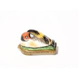 A good Birmingham or South Staffordshire bird bonbonniere c.1760-70, modelled as a goldfinch