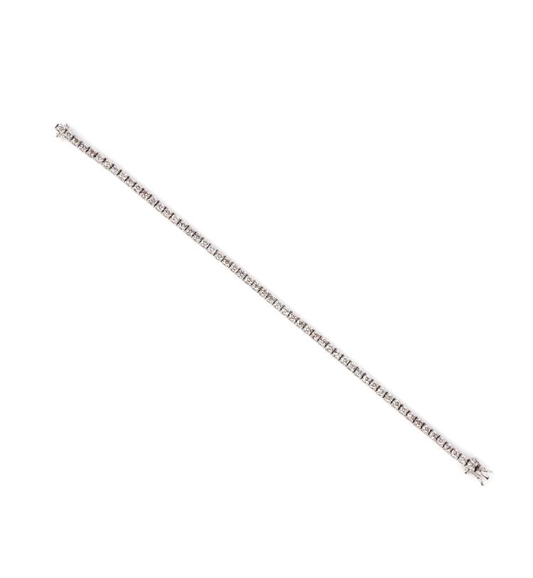 A diamond line bracelet, set with 56 round brilliant-cut diamonds weighing a total of 5.00 carats, - Image 2 of 2