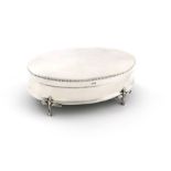 A Edwardian silver trinket box, by Edward Souter Barnsley & Co., Birmingham 1911, of oval from, husk