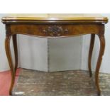 A good quality 19th century walnut and figured walnut serpentine shaped foldover top card table, set