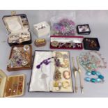 Collection of vintage and later costume jewellery to include a silver identity bracelet plus a