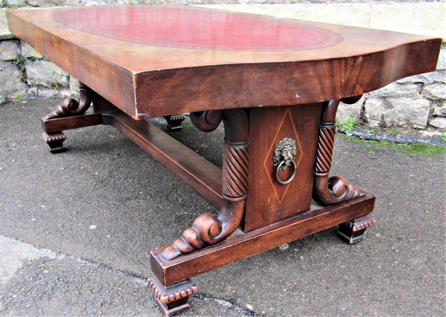 A mahogany occasional table in the Regency style, low rectangular form with serpentine shaped ends - Image 2 of 3