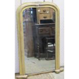 A Victorian overmantle mirror with moulded arched gilt frame 84 cm wide x 120 cm high
