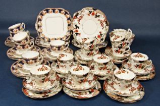 A collection of late 19th century teawares with printed and infilled infill floral decoration