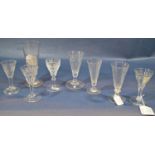 A collection of eight Georgian stemmed glasses, with wrythen fluted detail etc (collection)