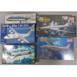 5 model kits of civil aircraft, all 1:144 scale including kits by Airfix, Minicraft and Revell.