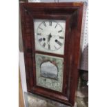 An early American Ogee clock, detailed front glass depicting Albany, New York, hour strikes on a