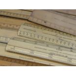 Ten old boxwood rulers varying in calibration i.e 400 ft to 1 mile, 500 ft to 1 mile, links, 5