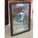 A framed vintage style pub mirror advertising Squires London dry gin