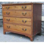 A 19th century mahogany and stained pine sided bedroom chest with inlaid satinwood banding and