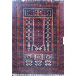 Good quality Persian prayer mat with central medallion decoration and hand stitched floral fringe
