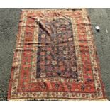 Antique Persian rug with geometric floral decoration with ivory and washed red borders, 170 x