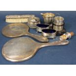Mixed collection of silver comprising a good pair of Regency style oval table salts engraved with