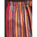 3 pairs of curtains in quilted Indian cotton with a bold stripe, contrasting cotton lining and