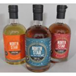 Three bottles of North Star Scottish whisky, 70 cl (all sealed). Caolila malt, cask series 009, aged