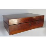 A Victorian rosewood travelling writing box fitted interior with two inkwells, 42 cm x 28 cm