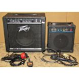 A Peavey Rage 158 amplifier (needs repair, leads cut) together with a realistic G-10 instrument/
