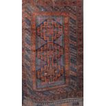 Bedouin Turkoman type saddle bag with three medallion decoration and highlights of orange, 120 x