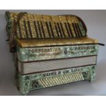 An Italian piano accordian decorated with mother of pearl, tortoiseshell and flowers, 53cm wide (