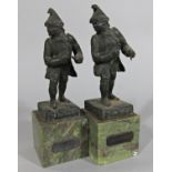 Early 20th century pair of brass Leprechauns entitled 'The Leprehawn', signed to the back 'Cooper'