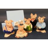 A set of five Wade Natwest pig money banks together with a Piggy Bank paying in book and a Piggy