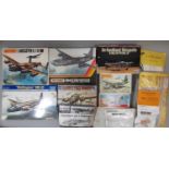 12 model aircraft kits, all 1:72 scale WW2 bomber planes including kits by Matchbox, Trumpeter,