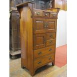 A good quality Edwardian walnut gentleman's dressing room cabinet, the front elevation enclosed by