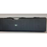 A HSF hard plastic single rifle case with foam interior, 140cm x 33cm x 13cm