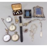 Collection of watches and silver jewellery to include an antique silver pocket watch with