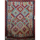 Chobi Kelim with multi colour geometric decoration, 140 x 100cm