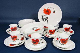 A collection of Wedgwood Susie Cooper design Cornpoppy pattern wares comprising five dinner