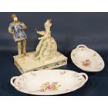 A Jackie Giron studio pottery group of the Queen of Hearts and her Knave, with incised mark to