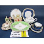 A collection of Royal Worcester Watteau pattern teawares comprising tea pot, milk jug, sugar bowl,