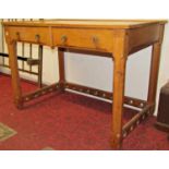 A Victorian gothic revival ash side table with later associated rectangular top over two frieze