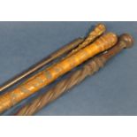 Four 19th century walking sticks and a riding crop (5)