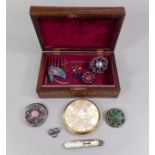 Mixed lot of costume jewellery to include a Charles Horner silver pansy brooch, a Scottish white